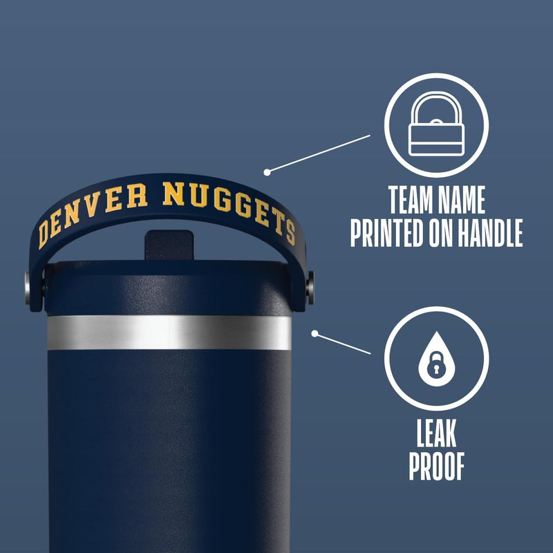 Hydrapeak x NBA Officially Licensed Denver Nuggets 32oz Nomad Stainless Steel Tumbler with Handle and Straw Lid, Leakproof Water Bottle in Limited Edition Collector's Gift Box - Image 2